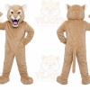 Tan Cougar Mascot Costume with Custom Logo