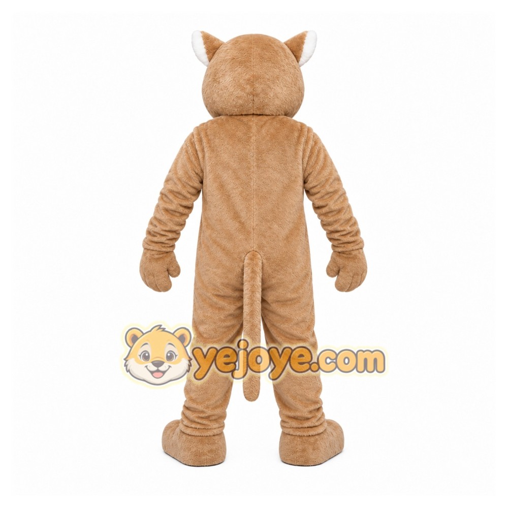 Tan Cougar Mascot Costume with Custom Logo