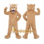 Tan Cougar Mascot Costume with Custom Logo