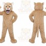 Tan Cougar Mascot Costume with Custom Logo