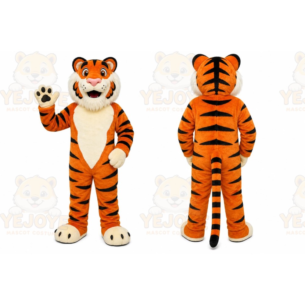 Orange Tiger Mascot Costume with Custom Logo
