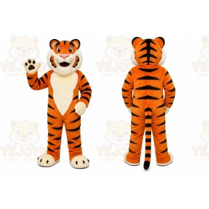Orange Tiger Mascot Costume with Custom Logo