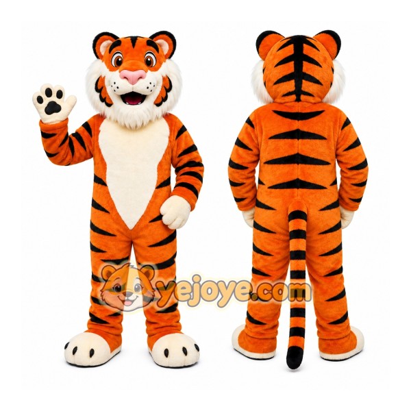 Orange Tiger Mascot Costume with Custom Logo