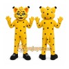 Yellow Cheetah Mascot Costume with Custom Logo
