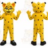 Yellow Cheetah Mascot Costume with Custom Logo
