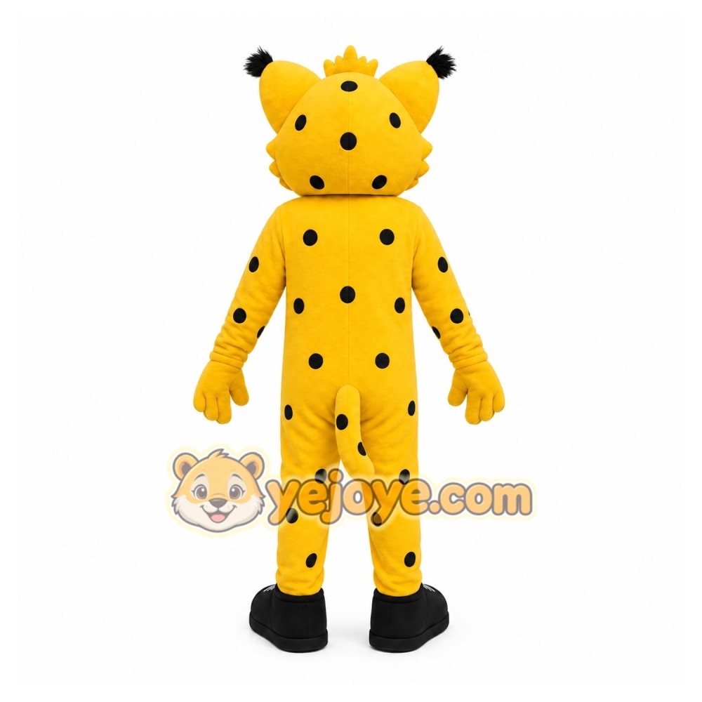 Yellow Cheetah Mascot Costume with Custom Logo Yellow Cheetah Mascot Costume with Custom Logo