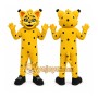 Yellow Cheetah Mascot Costume with Custom Logo