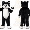Black Cat Mascot Costume with Custom Logo