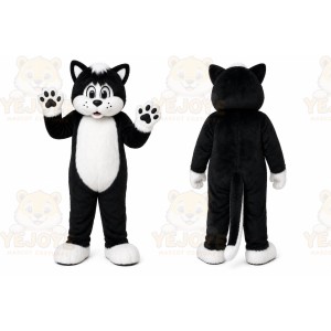 Black Cat Mascot Costume with Custom Logo