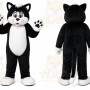 Black Cat Mascot Costume with Custom Logo