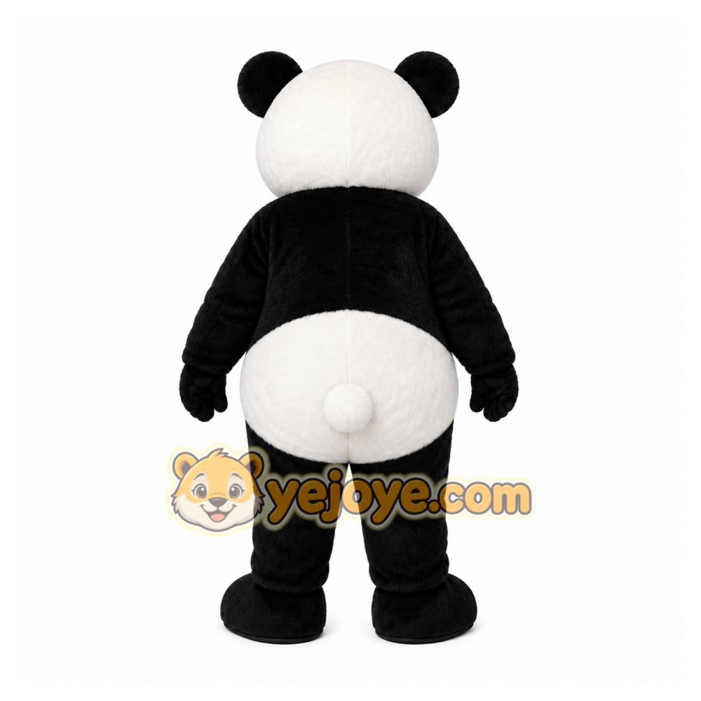 White Panda Mascot Costume with Custom Logo