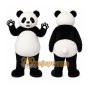 White Panda Mascot Costume with Custom Logo