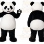 White Panda Mascot Costume with Custom Logo