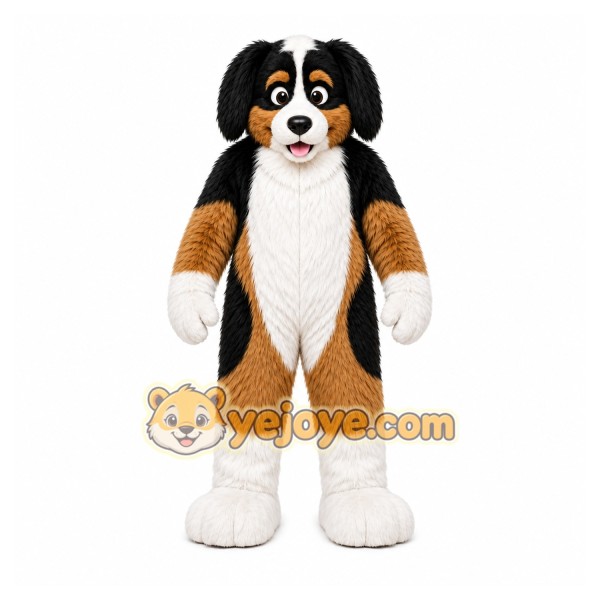 Black Dog Mascot Costume with Custom Logo