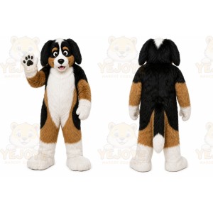 Black Dog Mascot Costume with Custom Logo