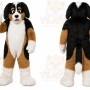 Black Dog Mascot Costume with Custom Logo