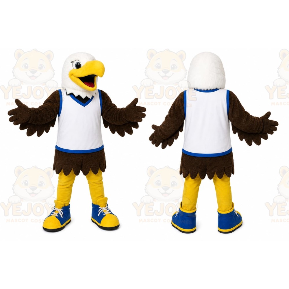 White Eagle Mascot Costume with Custom Logo