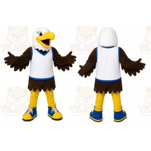 White Eagle Mascot Costume with Custom Logo
