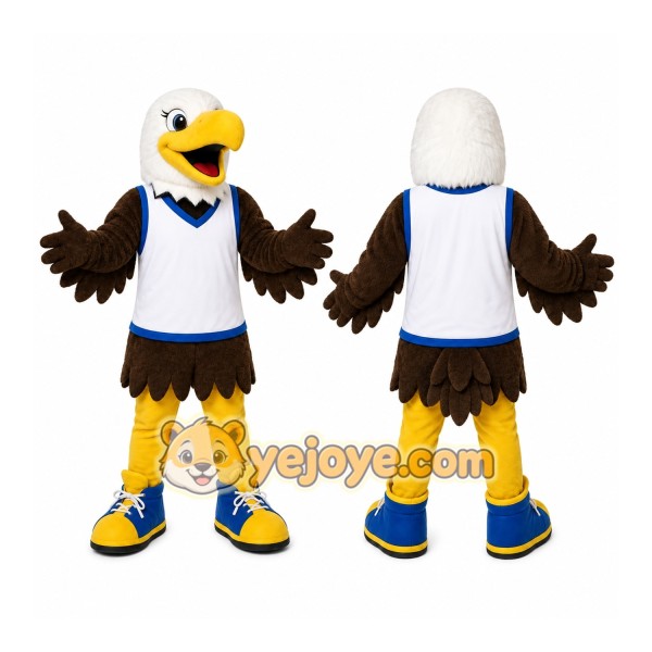 White Eagle Mascot Costume with Custom Logo
