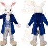 Blue Rabbit Mascot Costume with Custom Logo