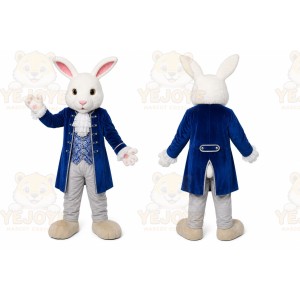 Blue Rabbit Mascot Costume with Custom Logo