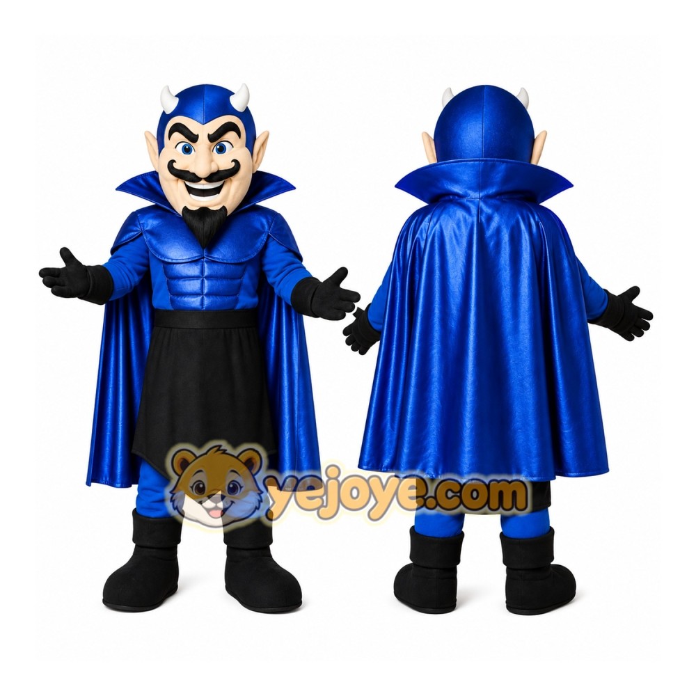 Blue Devil Mascot Costume with Custom Logo Blue Devil Mascot Costume with Custom Logo