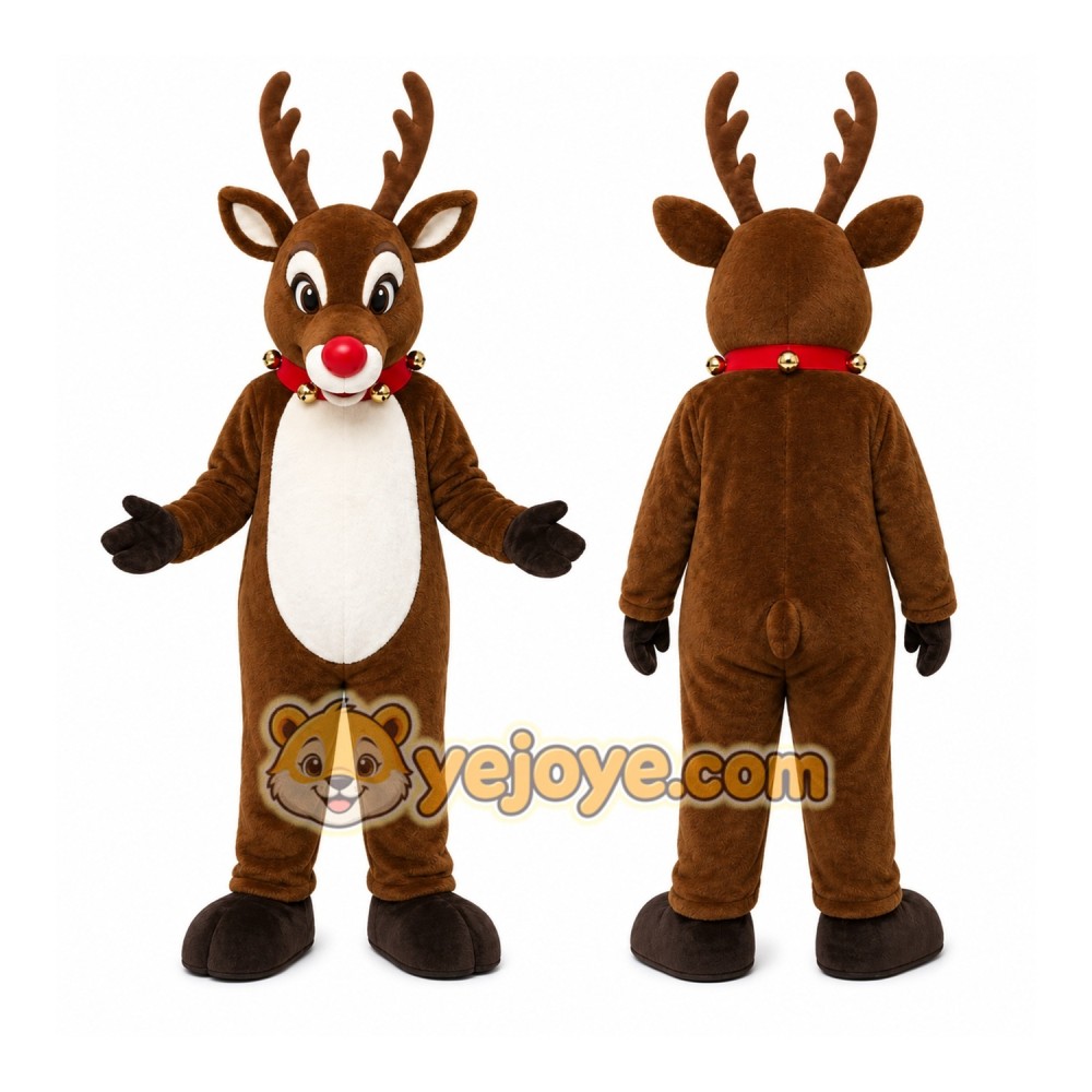 Brown Reindeer Mascot Costume with Custom Logo Brown Reindeer Mascot Costume with Custom Logo