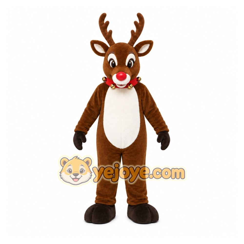 Brown Reindeer Mascot Costume with Custom Logo Brown Reindeer Mascot Costume with Custom Logo