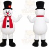White Snowman Mascot Costume with Custom Logo