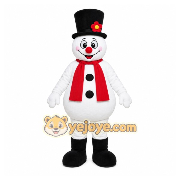 White Snowman Mascot Costume with Custom Logo White Snowman Mascot Costume with Custom Logo