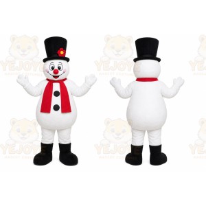 White Snowman Mascot Costume with Custom Logo