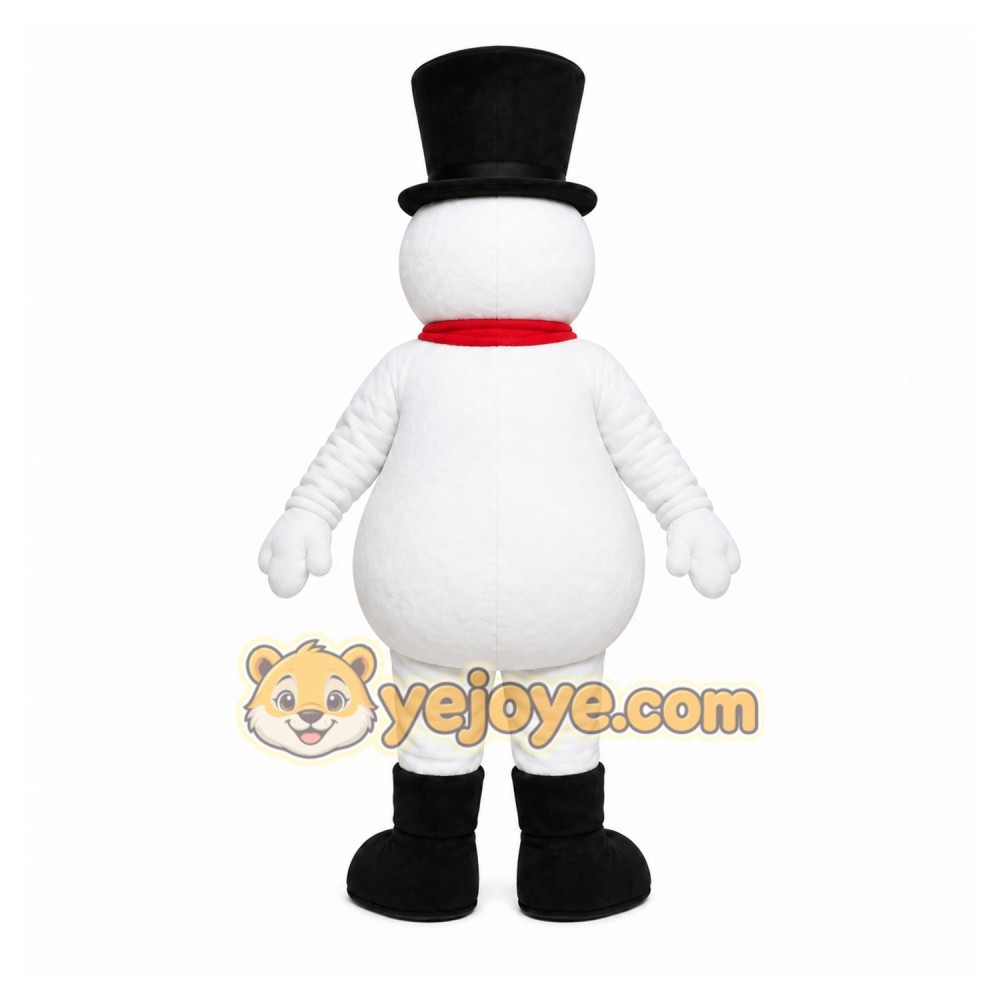 White Snowman Mascot Costume with Custom Logo