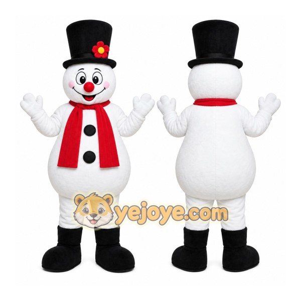 White Snowman Mascot Costume with Custom Logo