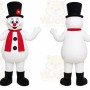 White Snowman Mascot Costume with Custom Logo