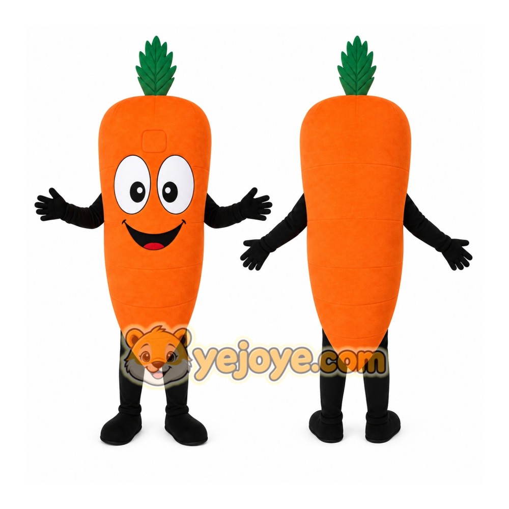 Orange Carrot Mascot Costume with Custom Logo Orange Carrot Mascot Costume with Custom Logo