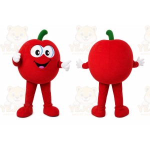 Red Apple Mascot Costume with Custom Logo