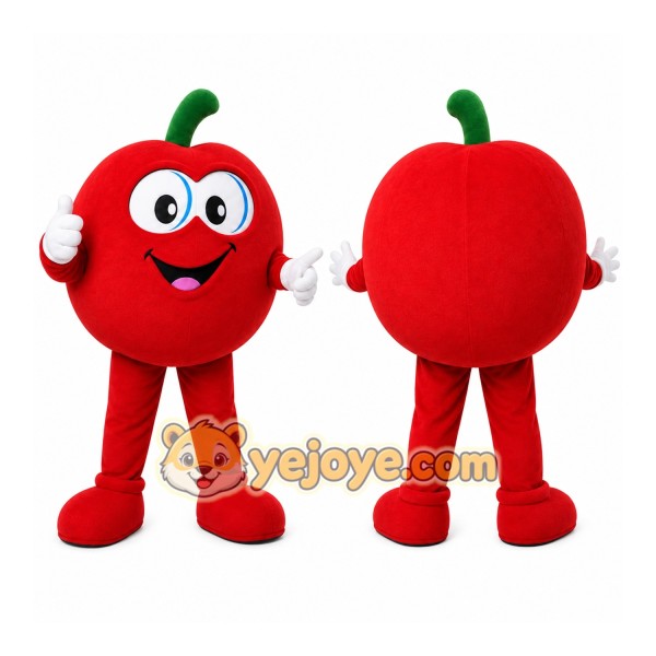 Red Apple Mascot Costume with Custom Logo