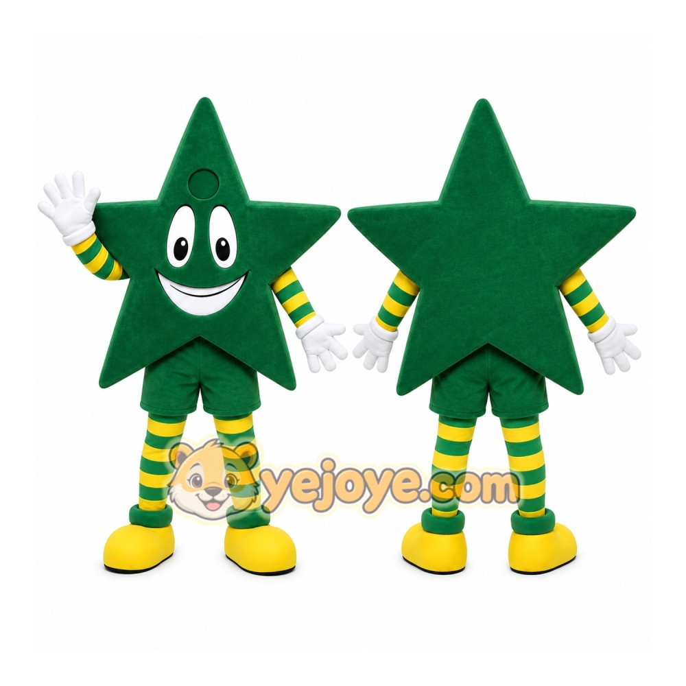 Green Star Mascot Costume with Custom Logo Green Star Mascot Costume with Custom Logo