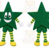 Green Star Mascot Costume with Custom Logo