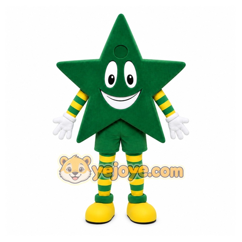 Green Star Mascot Costume with Custom Logo Green Star Mascot Costume with Custom Logo