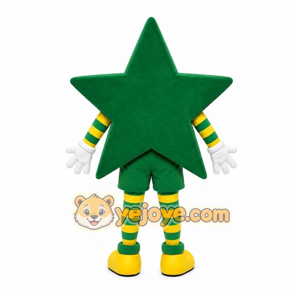 Green Star Mascot Costume with Custom Logo Green Star Mascot Costume with Custom Logo