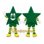 Green Star Mascot Costume with Custom Logo