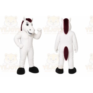 White Horse Mascot Costume with Custom Logo