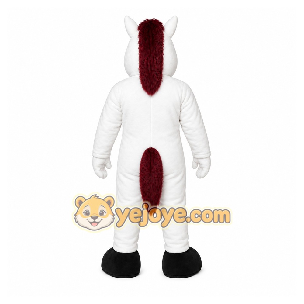 White Horse Mascot Costume with Custom Logo White Horse Mascot Costume with Custom Logo