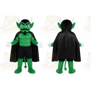 Green Devil Mascot Costume with Custom Logo