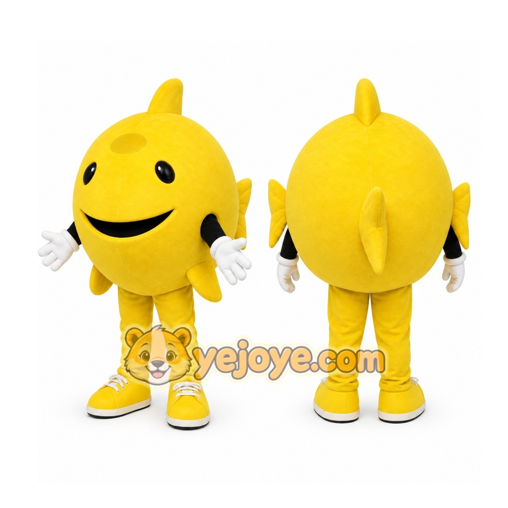 Yellow Fish Mascot Costume with Custom Logo Yellow Fish Mascot Costume with Custom Logo