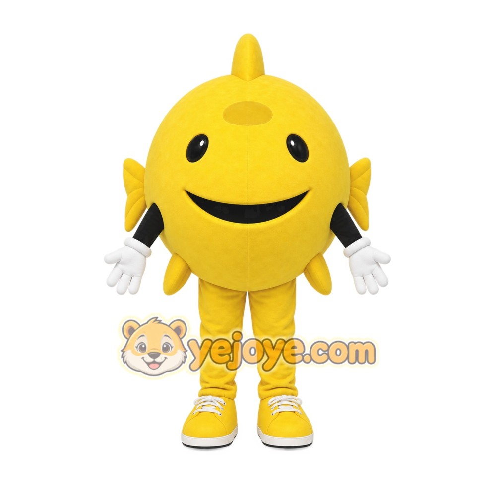 Yellow Fish Mascot Costume with Custom Logo Yellow Fish Mascot Costume with Custom Logo