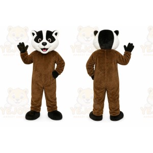 Brown Badger Mascot Costume with Custom Logo