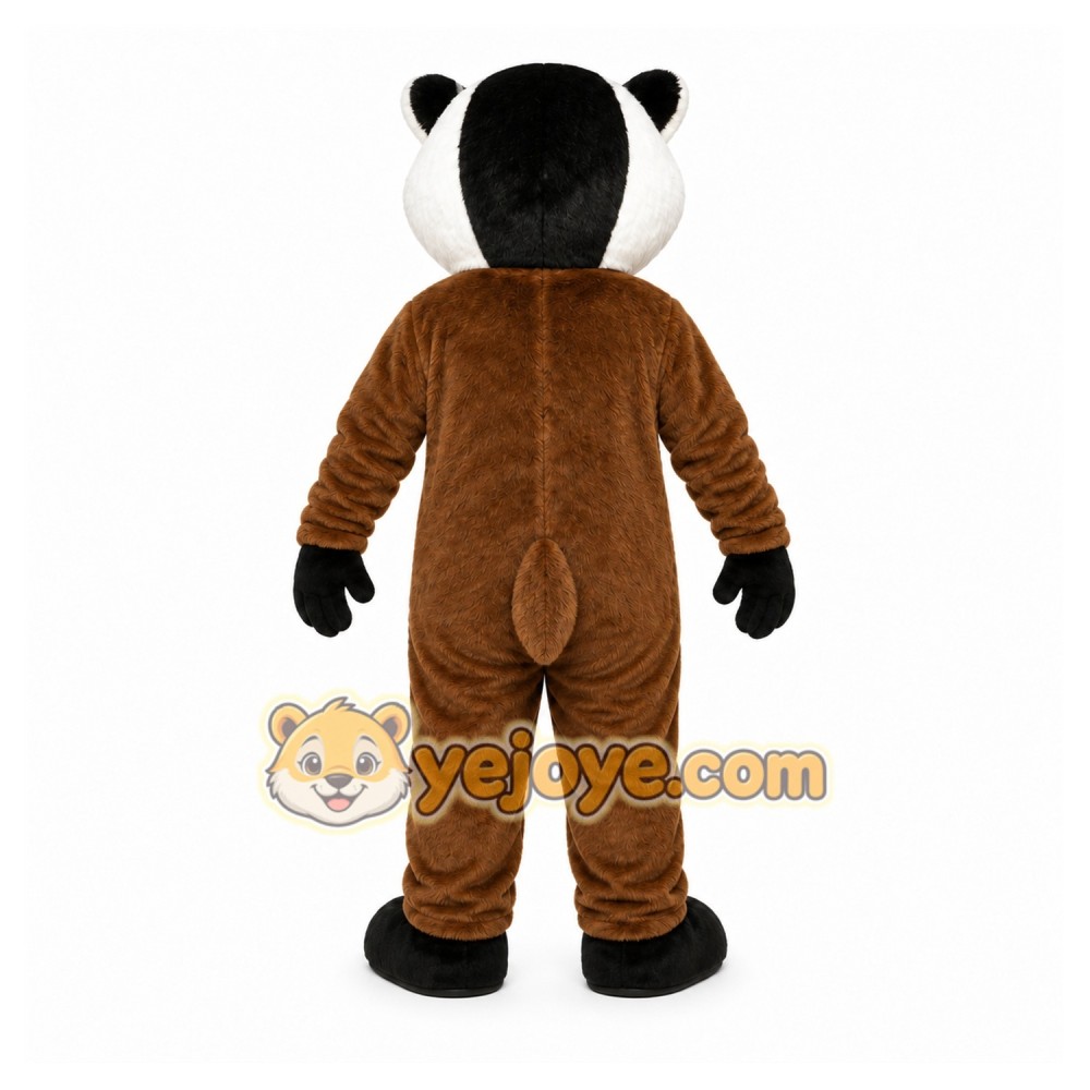 Brown Badger Mascot Costume with Custom Logo