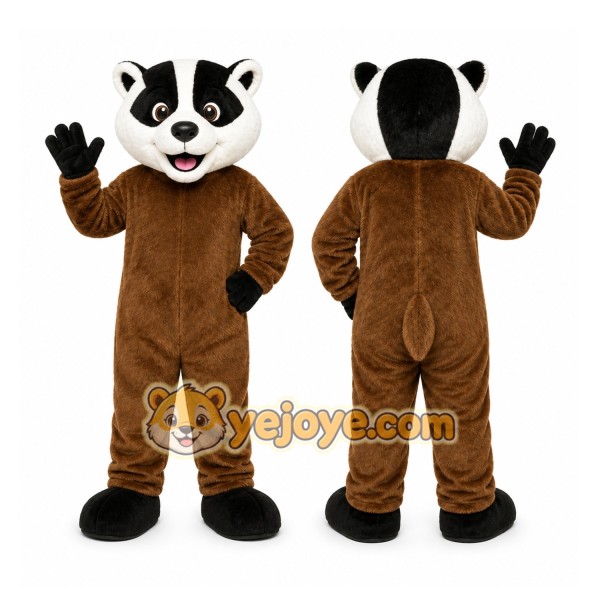 Brown Badger Mascot Costume with Custom Logo